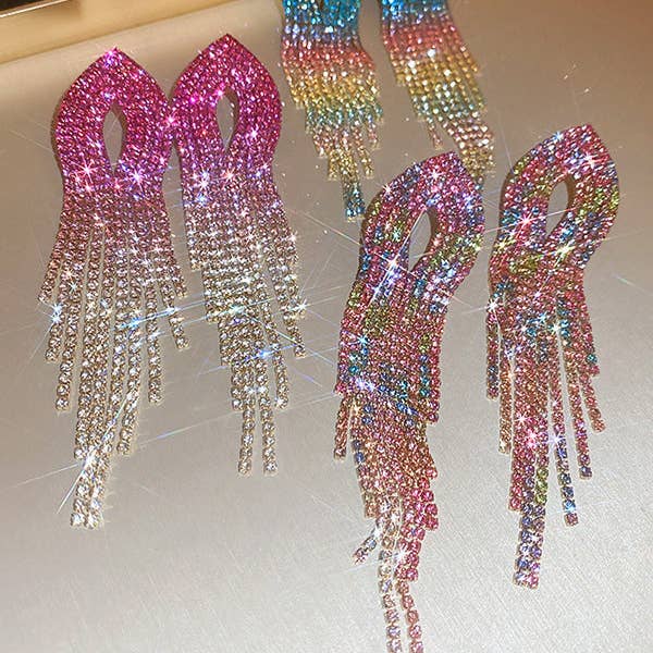 UZ Wholesale Store – wholesale Tassel earrings – Gradient Hollow Tasseled Earrings - Gold, Fuchsia, Colorful7