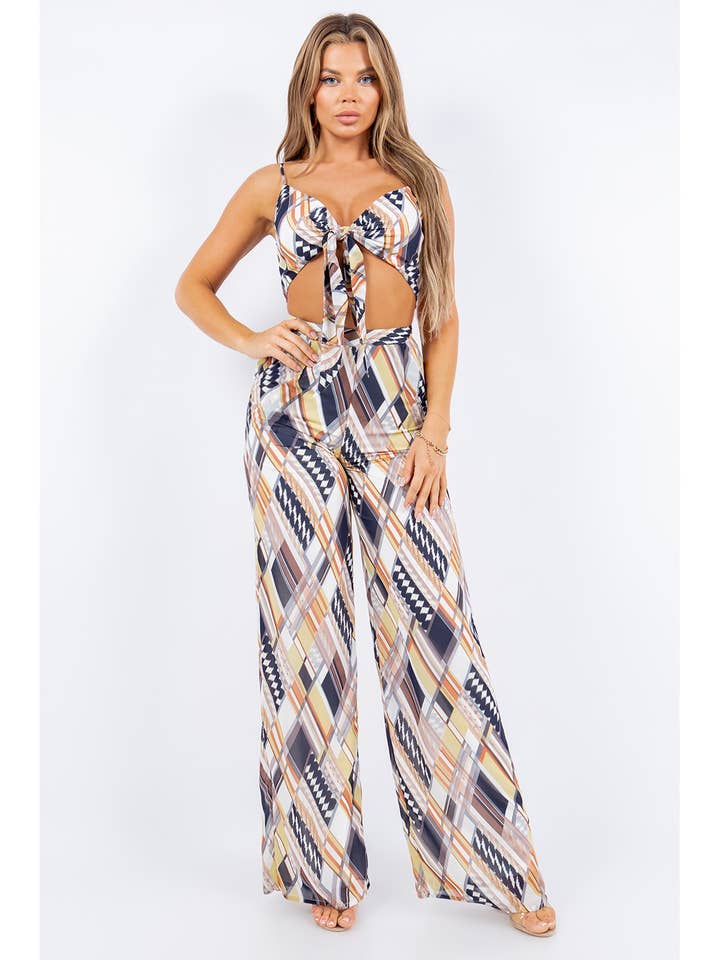 Combinaison deux pièces sans manches à motifs 5116SET2 pour la vente par SHOP17