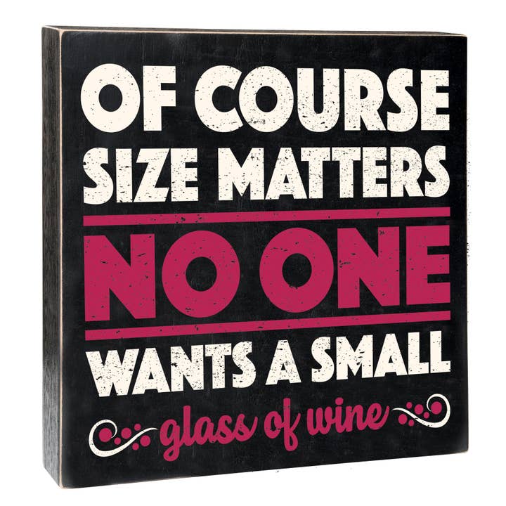 Letrero de madera Size Matters para venta al por mayor de Chris’s Stuff Inc.