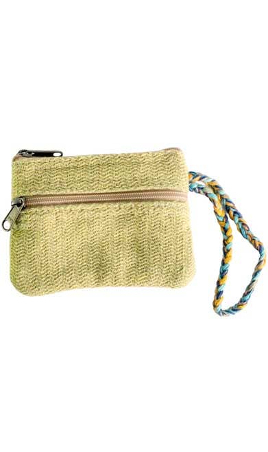 Earth Divas - Wholesale Coin purse – Women’s - Yellow-green Hemp Coin Purse with Two Zippered Compartments