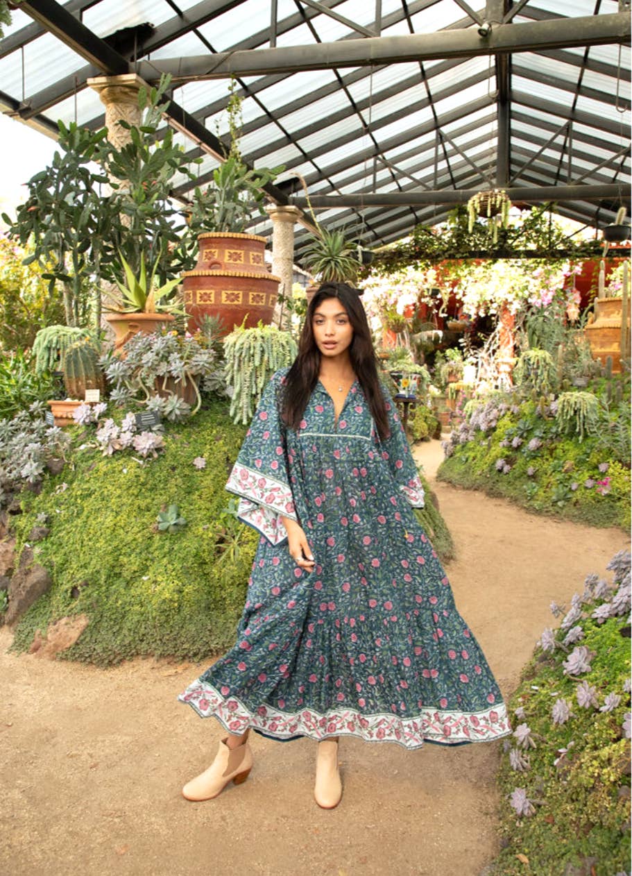 The Fox and The Mermaid - Wholesale Dress - Women's - Block Printed Bohemian Maxi Dress (Chahna)