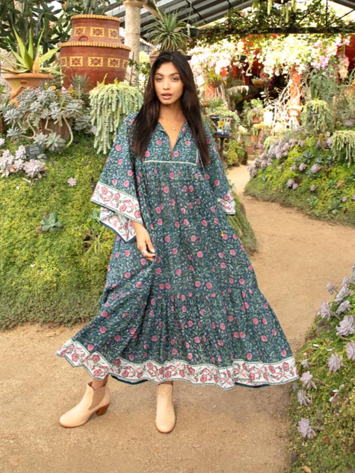 The Fox and The Mermaid - Wholesale Dress - Women's - Block Printed Bohemian Maxi Dress (Chahna)0