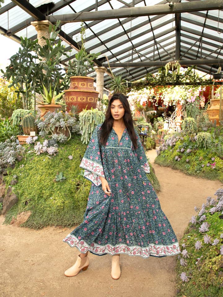 The Fox and The Mermaid - Wholesale Dress - Women's - Block Printed Bohemian Maxi Dress (Chahna)0