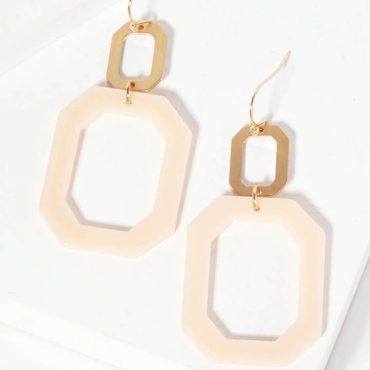 Wild Honey - Wholesale Dangle Earrings - Geometric Double Cut-Out Octagon Dangle Earrings2