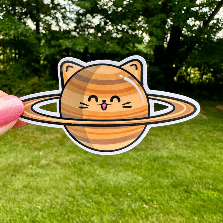 Cute Cat Planet Saturn Caturn Space Sticker for wholesale by Fishbiscuit Designs