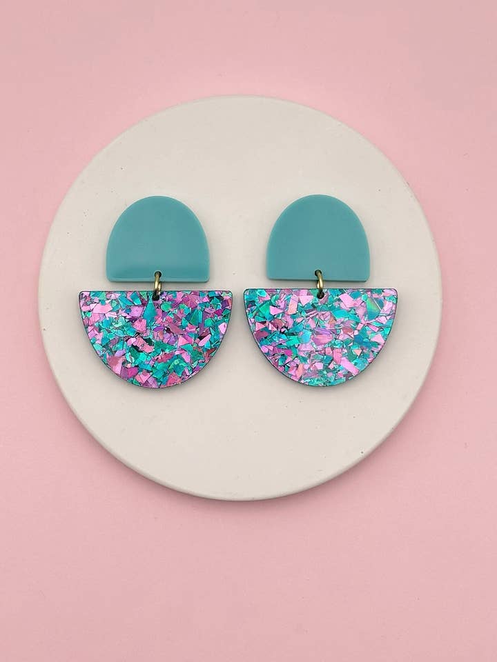 Odette Earrings - Green / Glitter for wholesale by Studio Annette