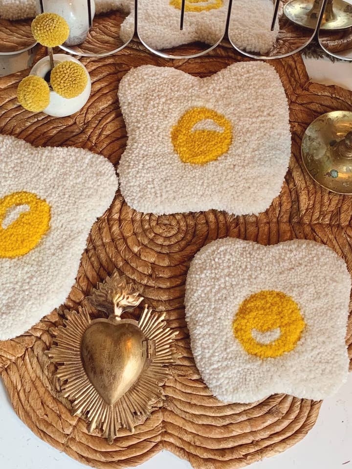 Fried Egg Coaster for wholesale by Hannah Via Art