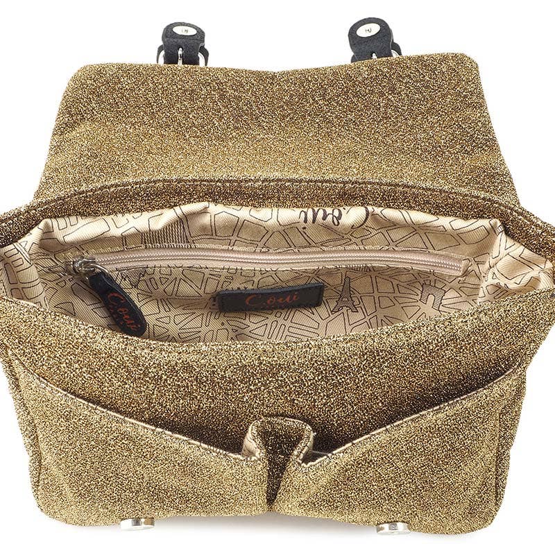C Oui - Wholesale Crossbody Bag - Women's - Small iridescent gold fabric shoulder bag IBIZA 112