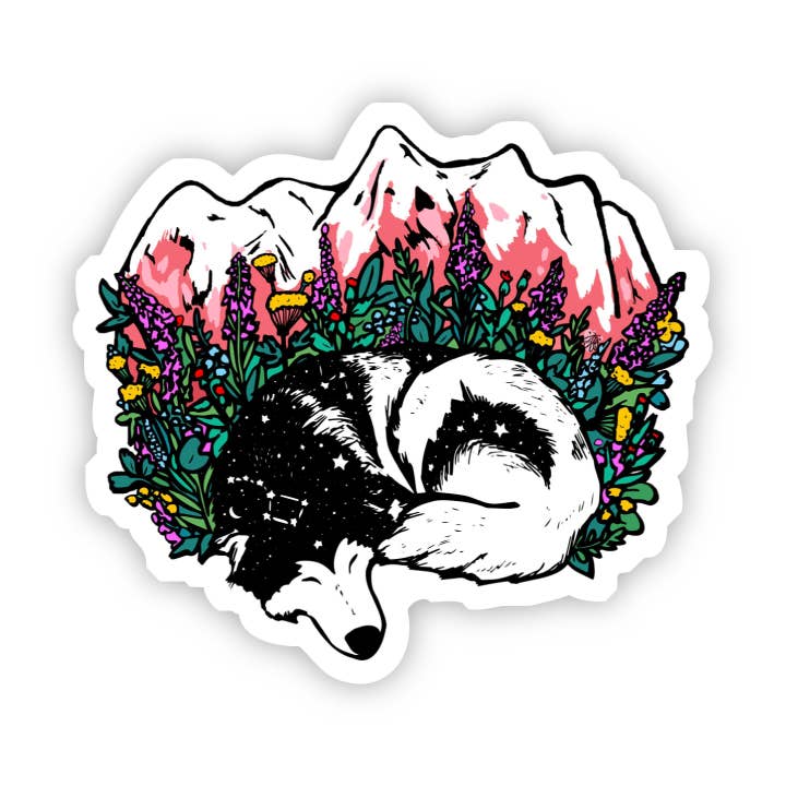 Sleeping Wolf Mountain Sticker for wholesale by Big Moods