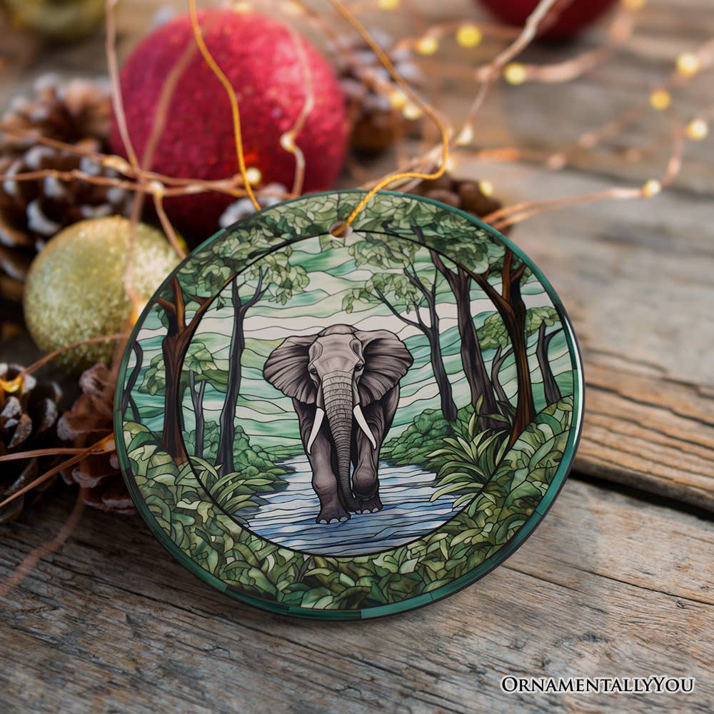 OrnamentallyYou - Wholesale Ornament - Elephant Elegance Stained Glass Style Ceramic Ornament3