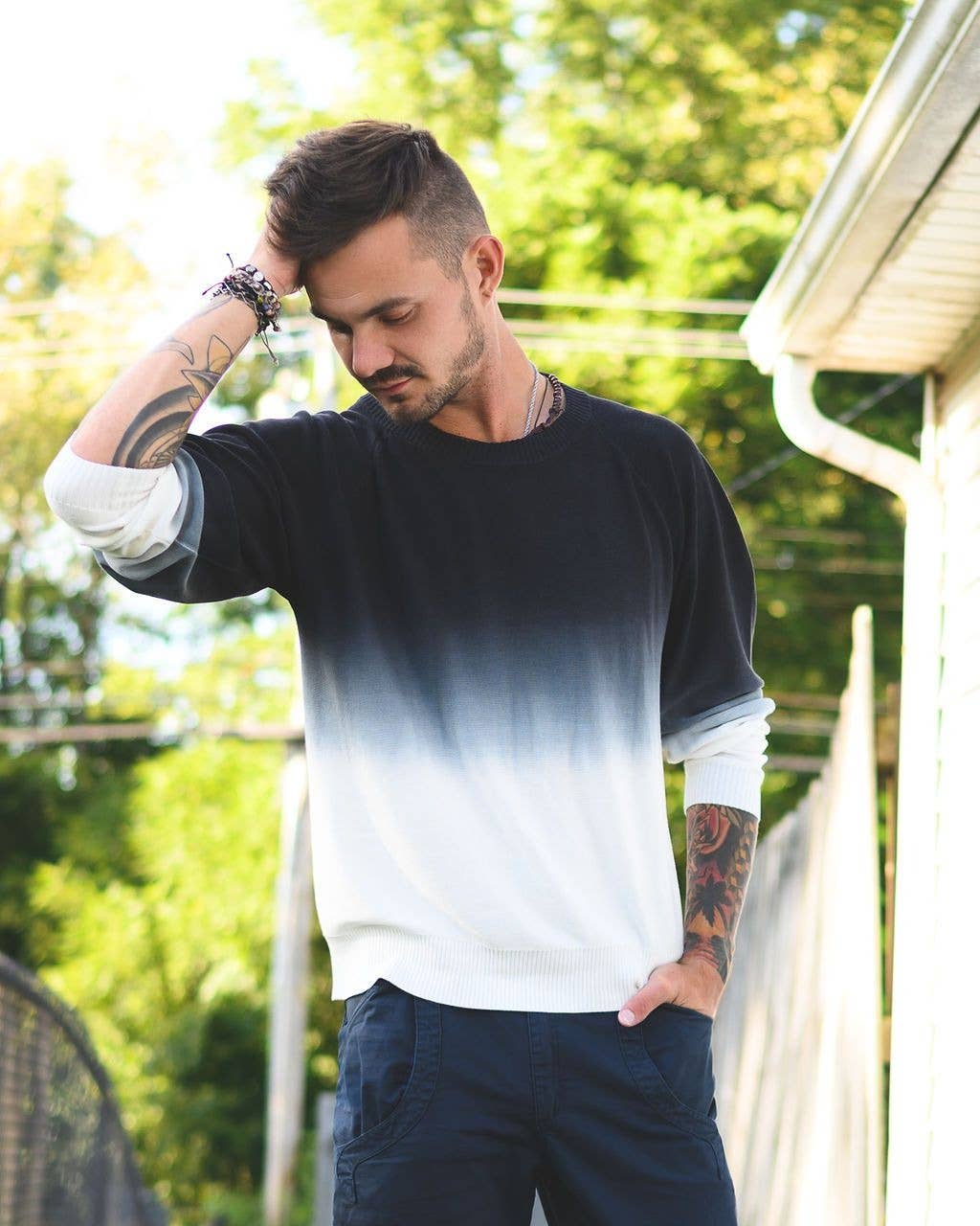 Am.A-Line Collections LLC - Wholesale Sweatshirt - Men's - Faded Ombre Dip Dyed Men's Sweatshirt1