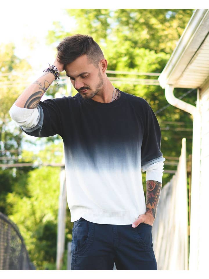 Am.A-Line Collections LLC - Wholesale Sweatshirt - Men's - Faded Ombre Dip Dyed Men's Sweatshirt1
