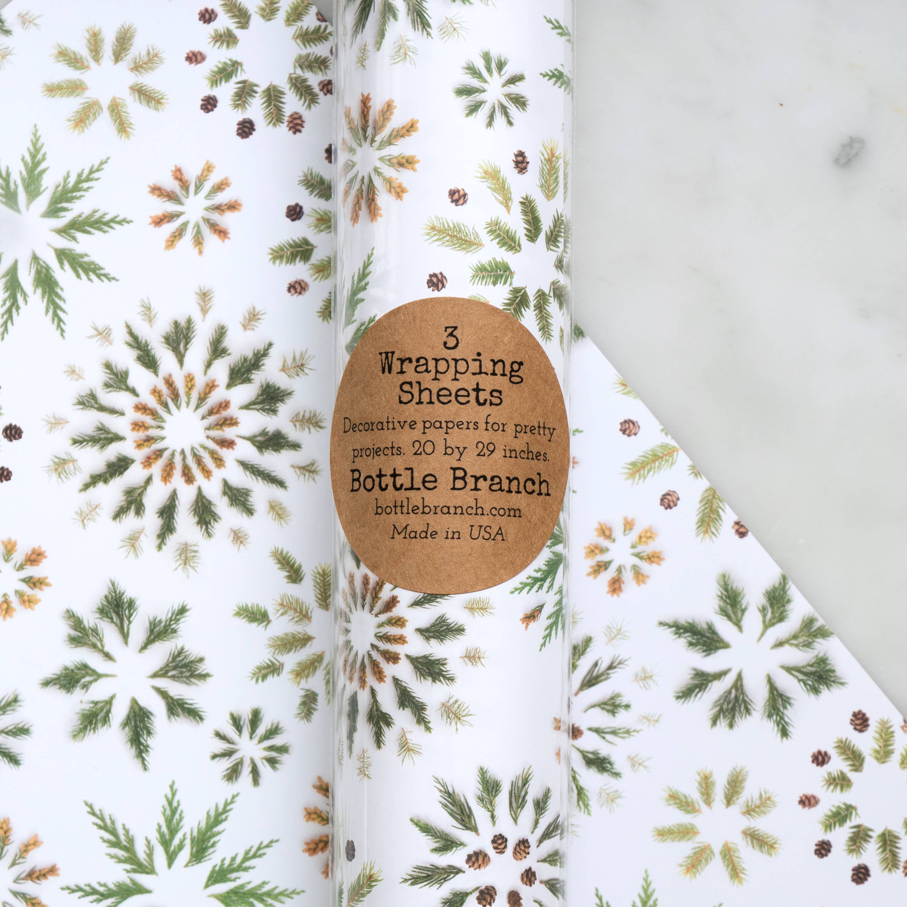 Bottle Branch - Wholesale Flat Wrap - Gift Wrap - evergreens stars1