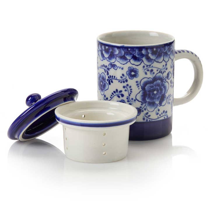 SERRV International - Wholesale Tea Strainer/Infuser - Indigo Bloom Tea Infuser Mug2