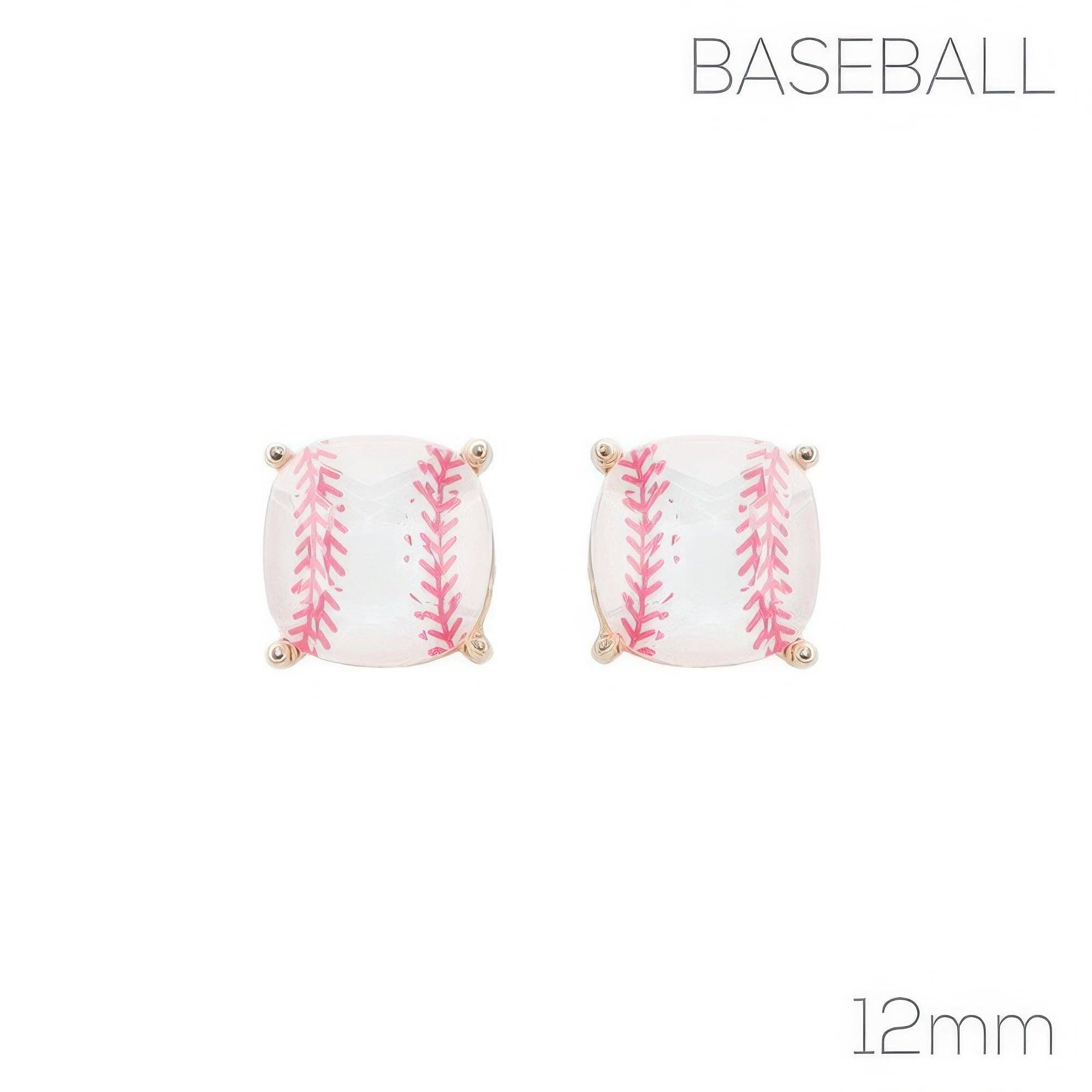 CC Wholesale Clothing - Vente Clous d'oreille - Boucles d'oreilles de softball à coupe coussin pour jour de match1