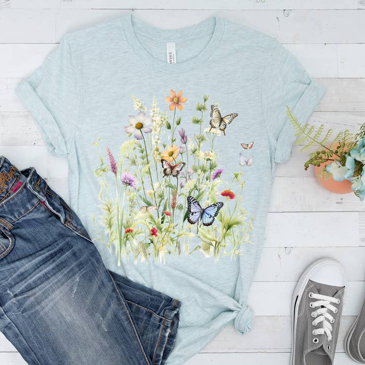 Camiseta de flores silvestres, camisa de flores silvestres para venta al por mayor de One Nine