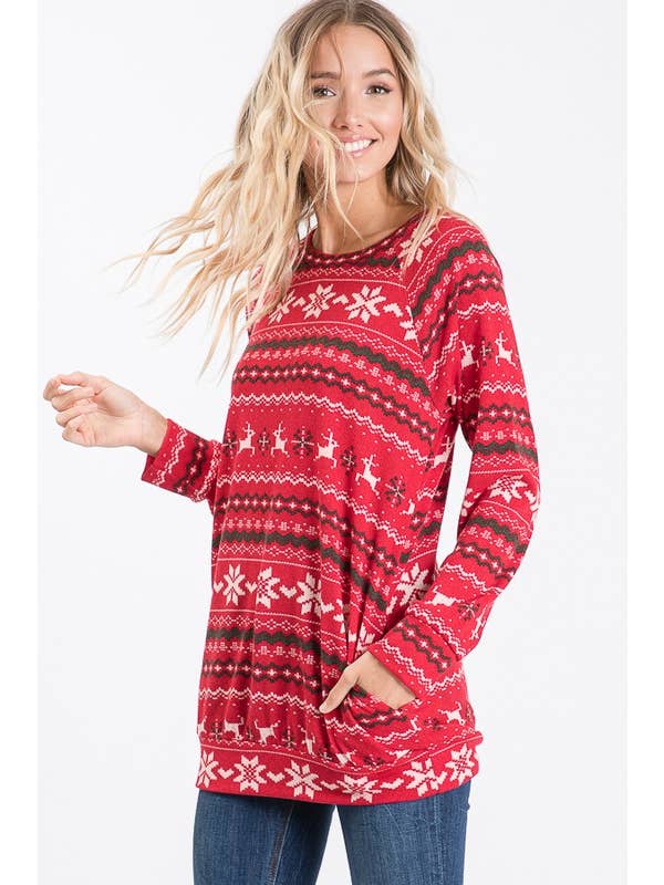 HEIMISH - Wholesale Tunic - Women's - ST1344-11 CHRISTMAS PRINT