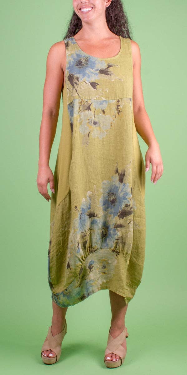 Gigi Moda - Wholesale Dress - Women's - Floral Linen Sleeveless Dress0