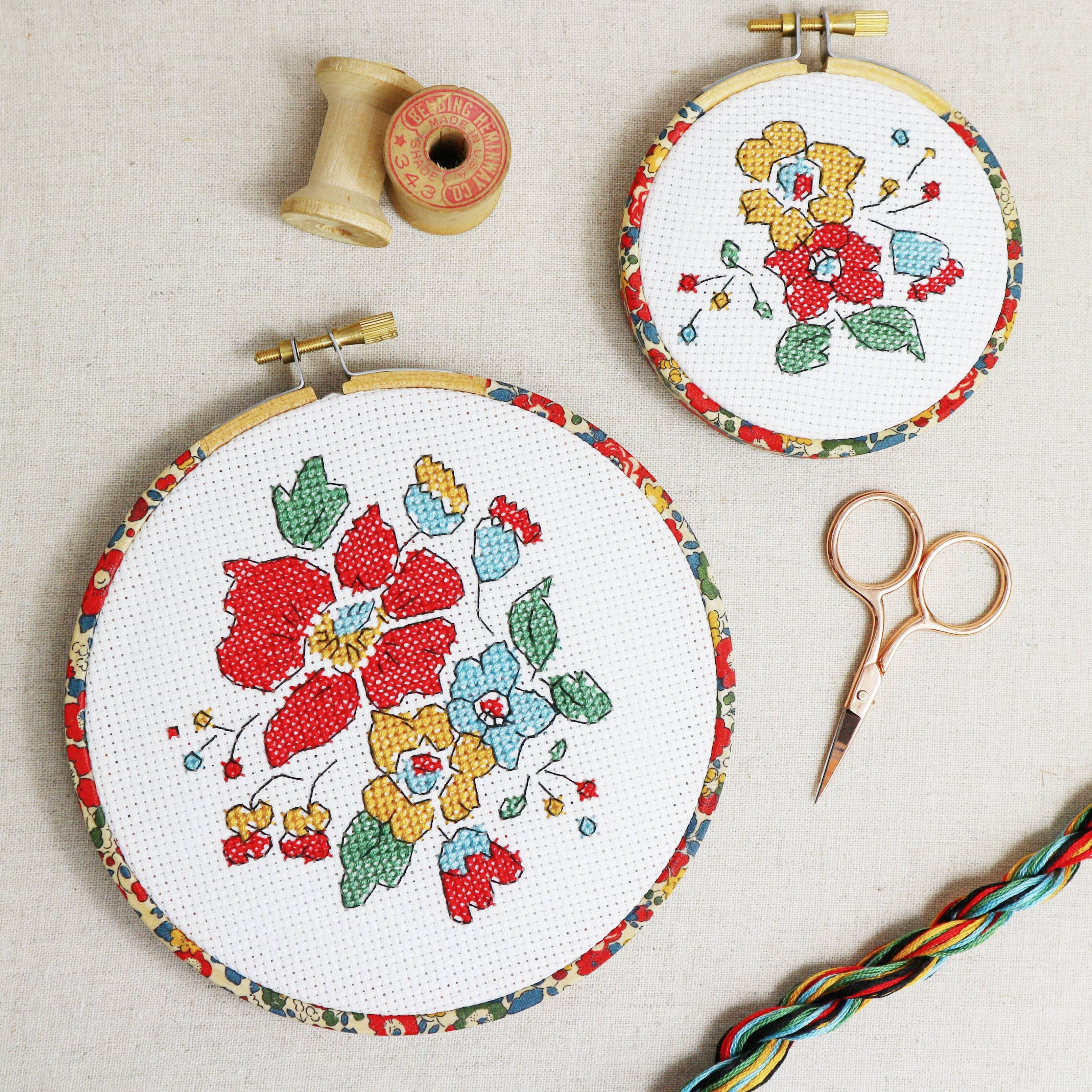 Stitchkits Crafts - Wholesale Embroidery/Cross Stitch Supplies - Floral Cross Stitch Kit Embroidery Hoop Kits. 0