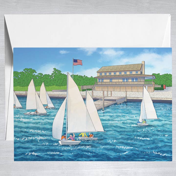 Breakwater Yacht Club - Hamptons - Greeting Card for wholesale by Color Our Town