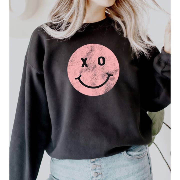 Emmaus, Inc. - Wholesale Sweatshirt - Unisex - XO SMILEY FACE