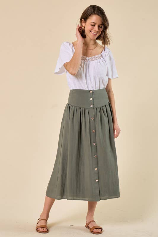 Doe and Rae - Vendita all'ingrosso Gonna - Donna - Gonna posteriore elasticizzata con bottoni sul davanti - 6366S9