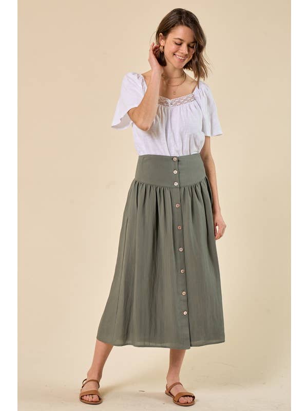 Doe and Rae - Vendita all'ingrosso Gonna - Donna - Gonna posteriore elasticizzata con bottoni sul davanti - 6366S9