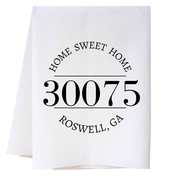 Serviette de cuisine du code postal de la ville natale pour la vente par Cora & Pate