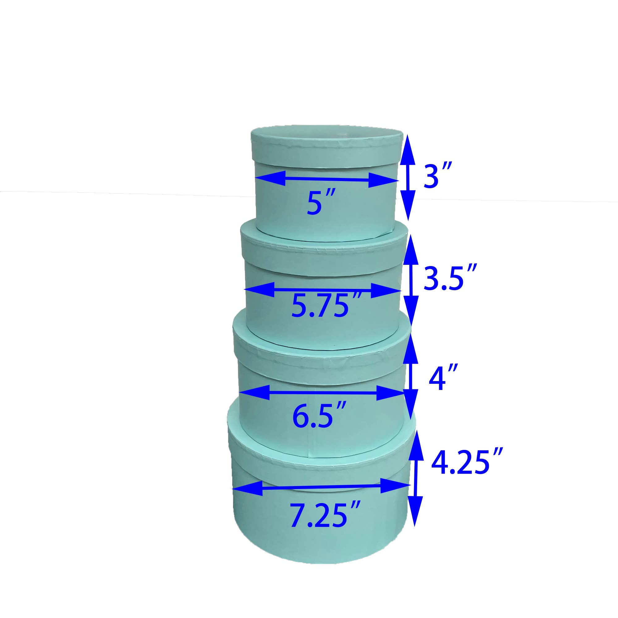 Bospak - Wholesale Gift Box - Set of 4 Aqua Round  Nesting gift boxes with Lids1