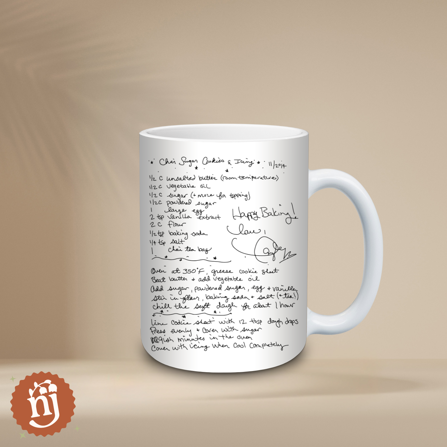 Nearly June Design Co - Wholesale Coffee Mug - Taylor's Chai Sugar Cookie & Icing Recipe Ceramic Mug4