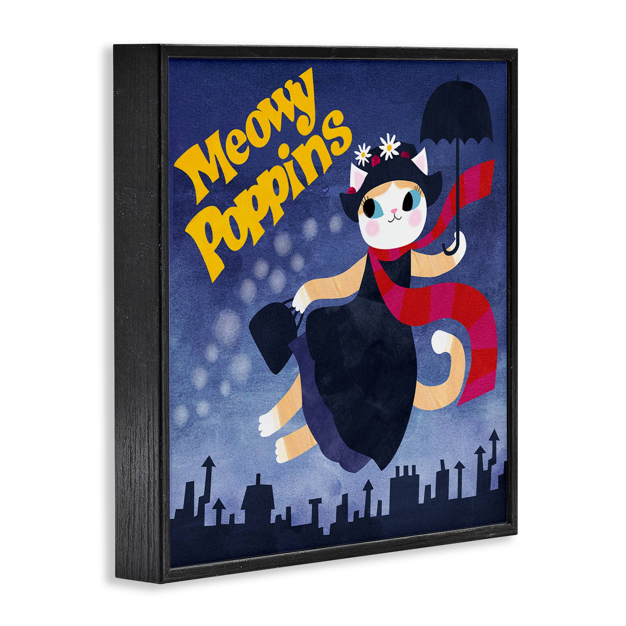 Stupell Industries - Wholesale Wall Sign - Meowy Poppins Cat Parody - Framed Wall Art13