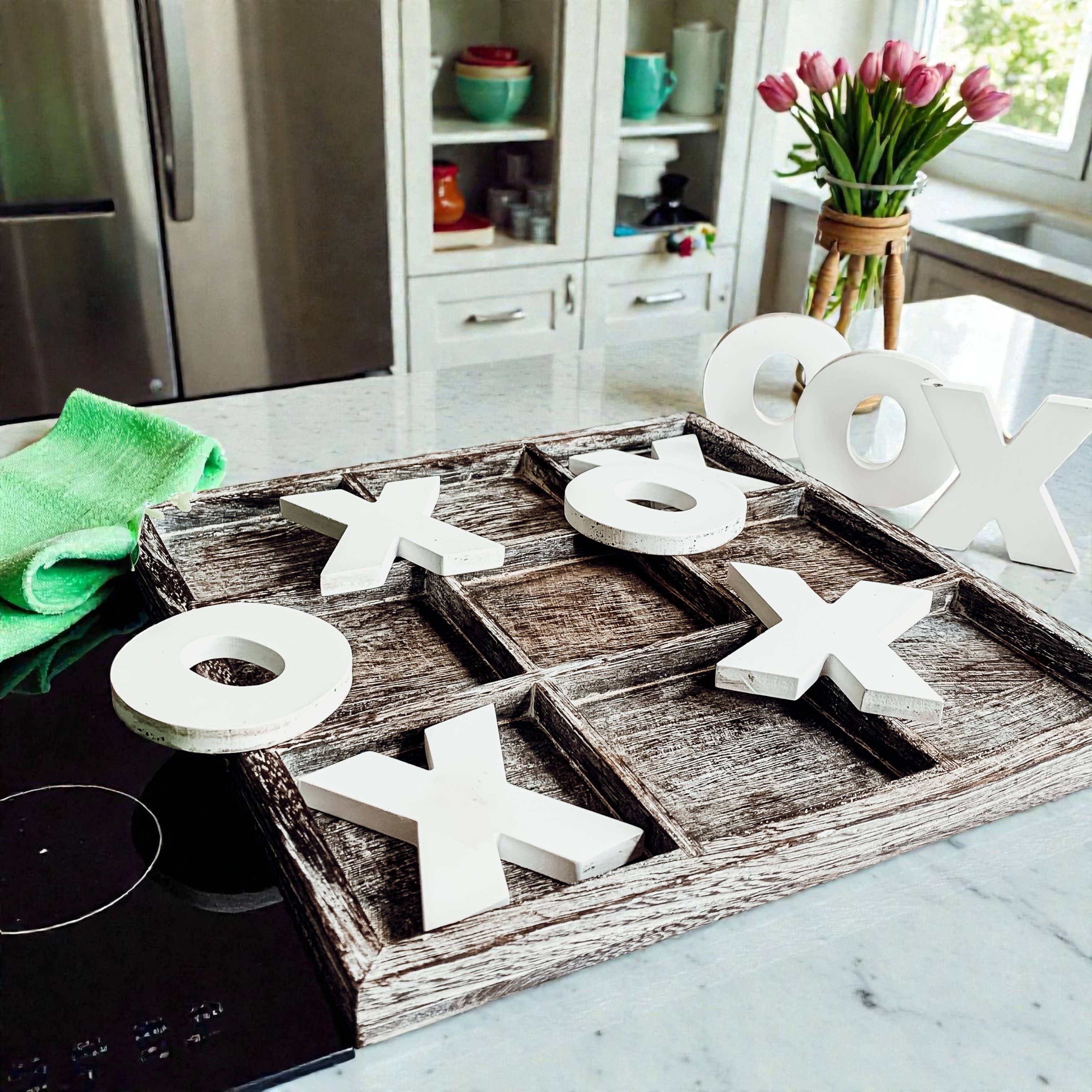 Gia Roma - Wholesale Decorative Tabletop Object - Wooden Tabletop Game + Decor, Tic Tac Toe Wood Game, Rustic25