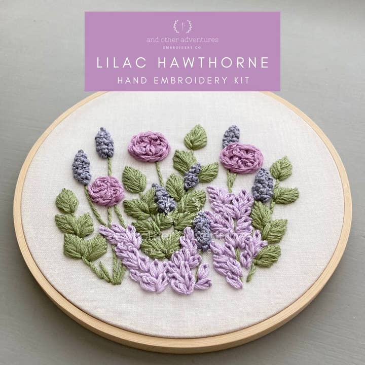 And Other Adventures Embroidery Co - Wholesale Embroidery/Cross Stitch Supplies - Hand Embroidery KIT - Hawthorne in Lilac
