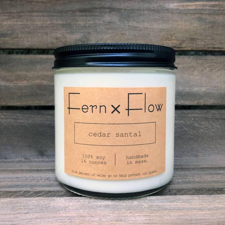 Fern x Flow Soy Candles + Home Fragrance - Wholesale Jar/Filled Candle - Cedar Santal Farmhouse Year Round Glass Soy Candle - 8oz1