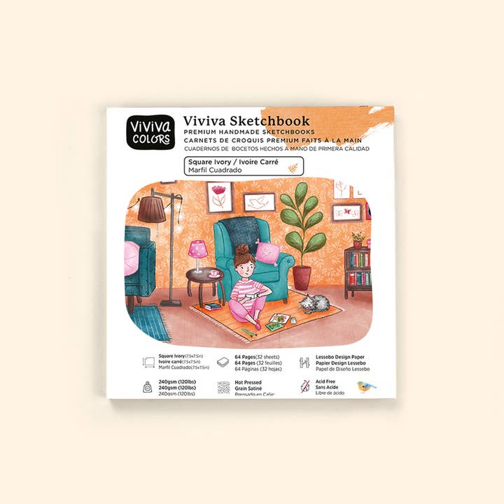 Viviva Colors - Wholesale Sketchbook/Sketchpad - Square Ivory Sketchbook - 240 GSM for Sketching & Coloring7