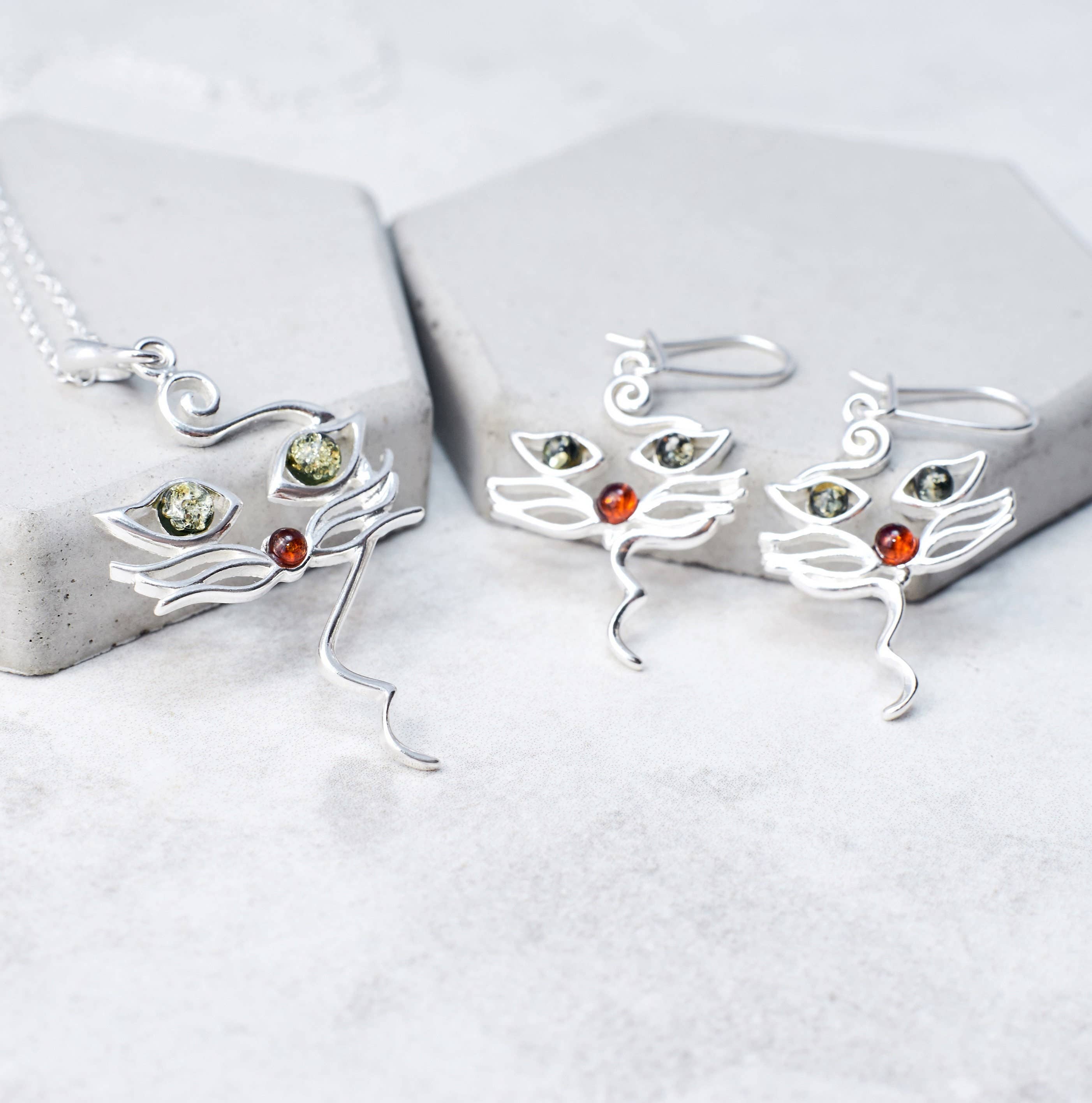 Marcin Waryszak – wholesale Dangle earrings – Baltic Amber Cat Earrings Silver Cat Earrings Amber Kittens8