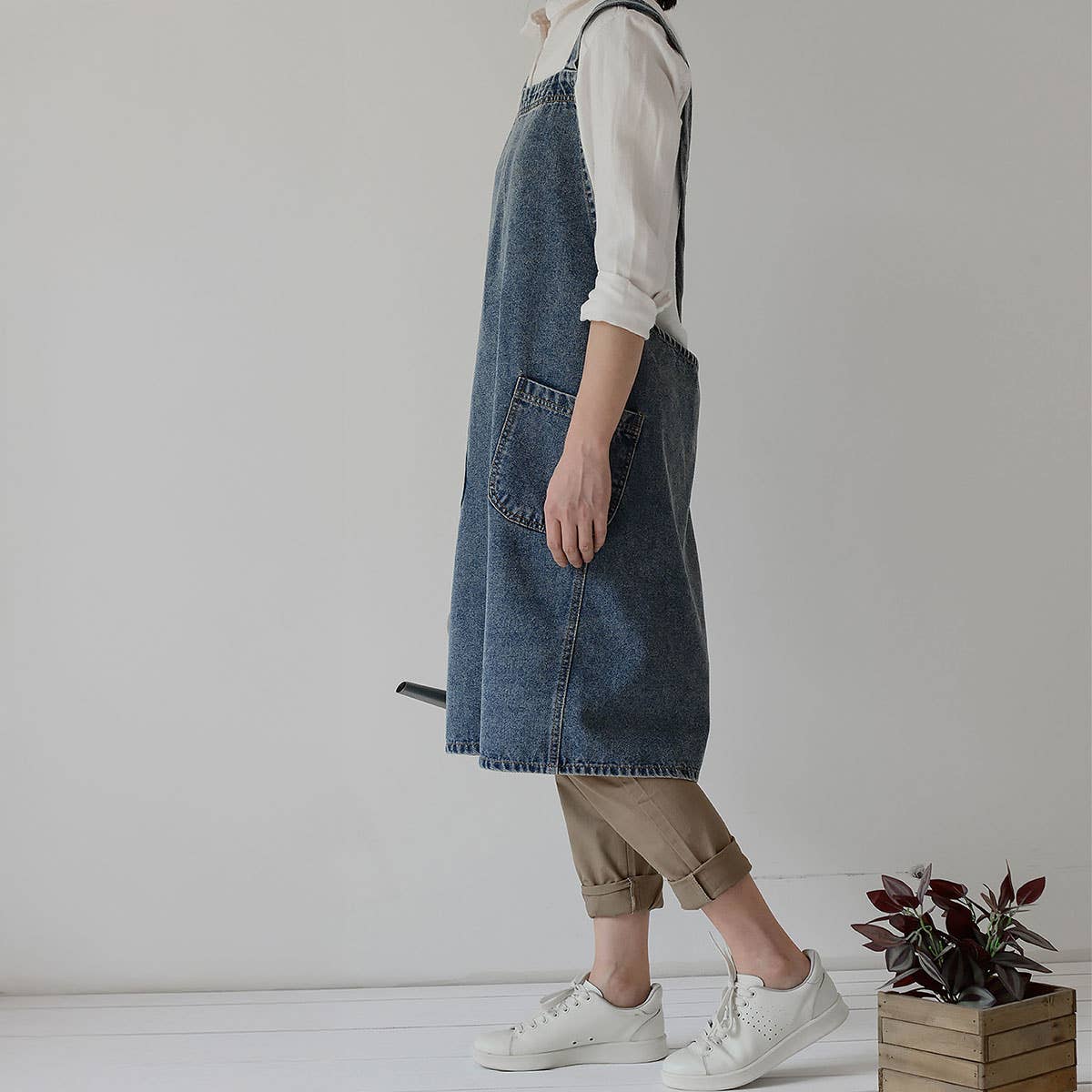 ACCITY - Wholesale Apron - Cotton Canvas Washed Denim Apron with pockets_CWMM32963