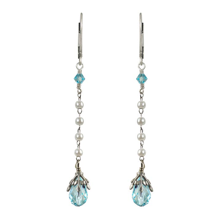 Tropical Vacation: Ocean Drops Crystal under Pearls Earrings for wholesale by NoMonet