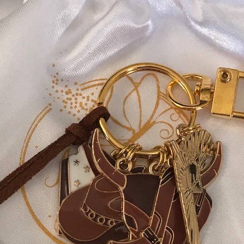 Miss DJ Angel - Wholesale Keychain - Women's - Rodeo country keychain, country girl keychain, bull head charm, boots and western scarf pendant, country dancer gift3