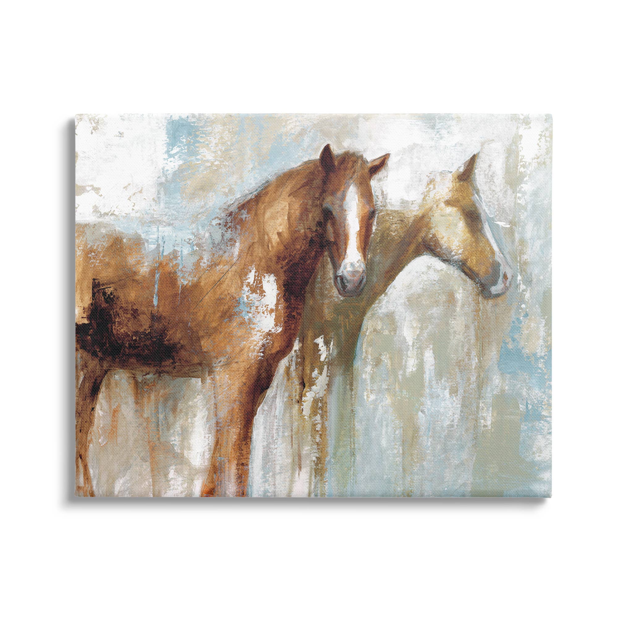 Stupell Industries - Wholesale Art Print - Abstract Brown Horse Pair Canvas Art