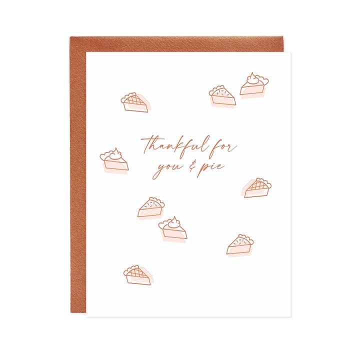 Missive - Wholesale Thank You Card - Thankful For You & Pie Thanksgiving Letterpress Card2