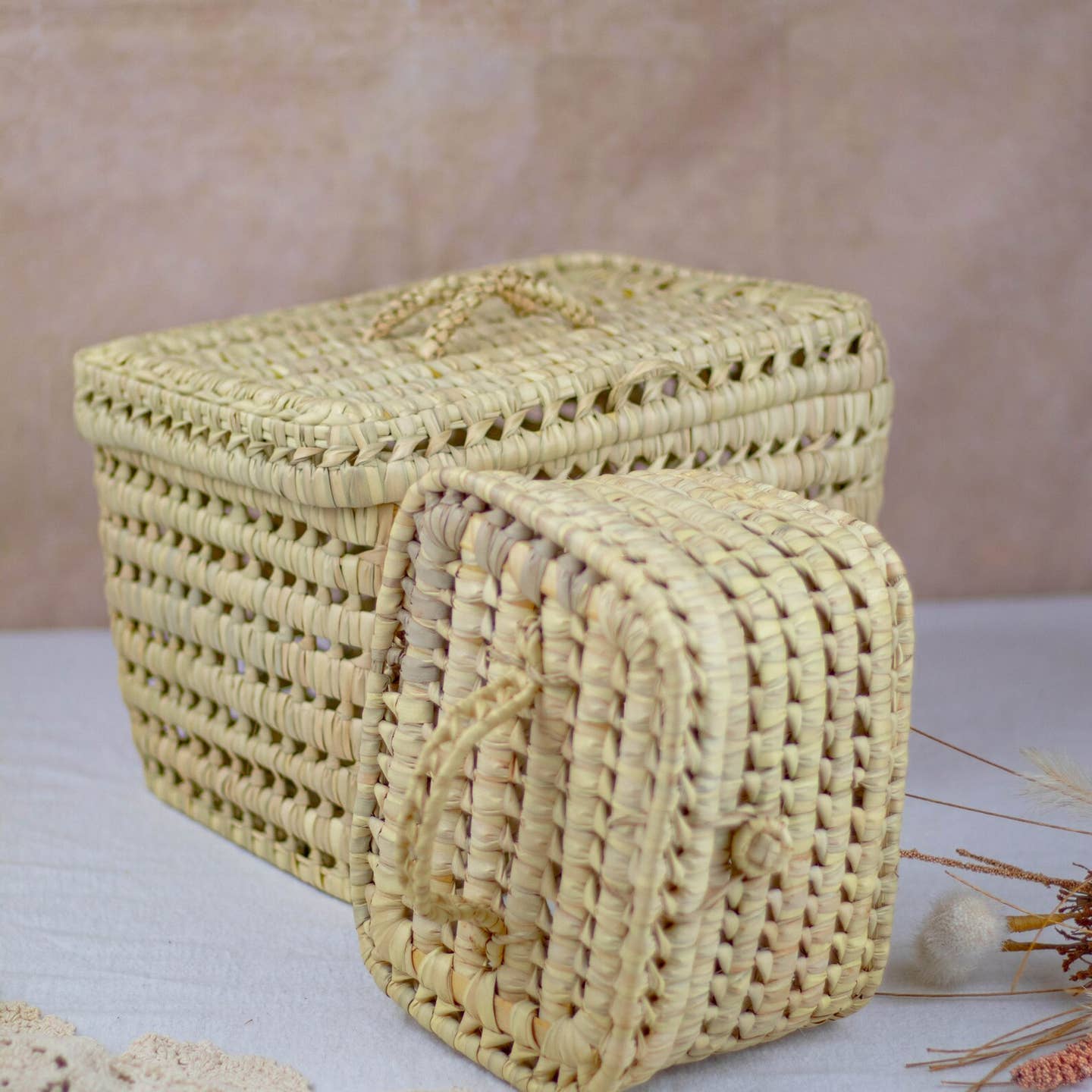 HandHappiness – Engroshandel Kurv – Flettet rattan opbevaringskurv, lille kurv i flet.6