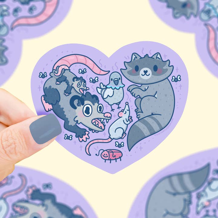 Turtle's Soup - Wholesale Sticker - Stink Trash Animals Heart Opossum Raccoon Vinyl Sticker