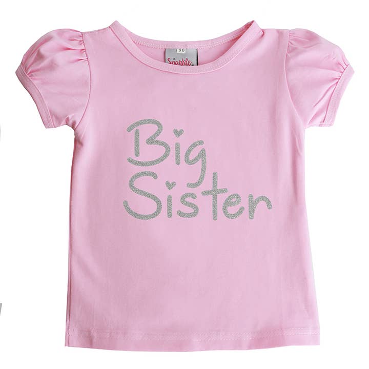Silver Big Sister Puff Sleeve Tee for wholesale by Sparkle Sisters by Couture Clips