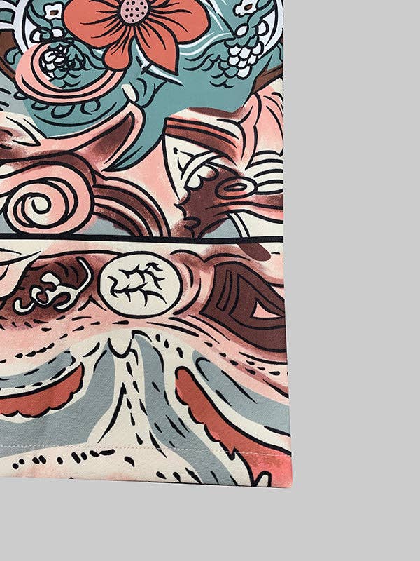 BLUE Flared Pants Floral Printed High-Waisted Pockets Jean Pants Bottoms for wholesale on Faire11