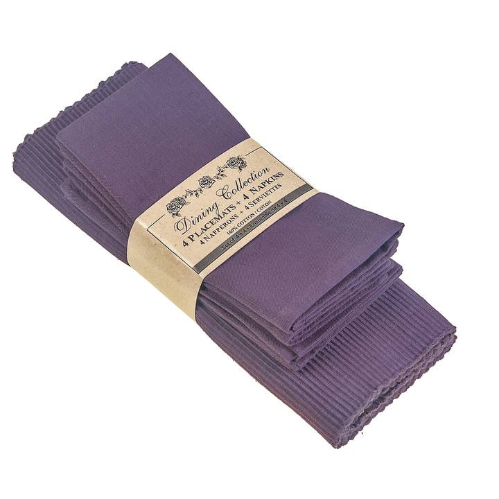 Placemats 4 + 4 Napkins Set  - Purple for wholesale by Accent Linen