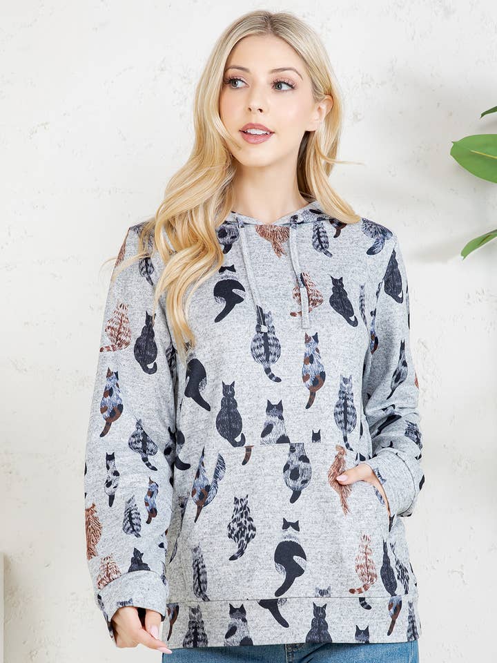 LA Soul - Wholesale Hoodie - Women's - Abstract Cat Pullover Hoodie0