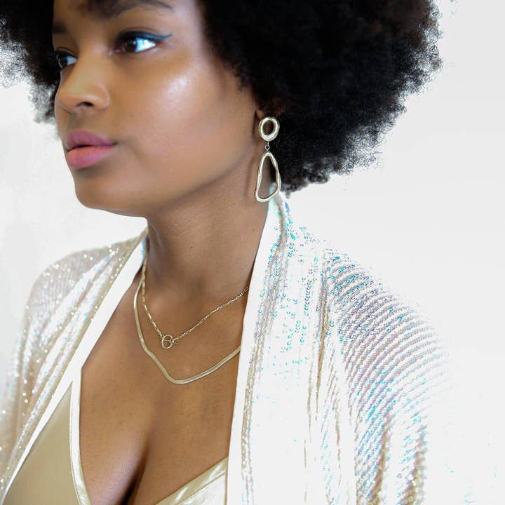 Dea Dia - Wholesale Link & Chain Necklace - Slinky Silver Herringbone Chain Necklace5