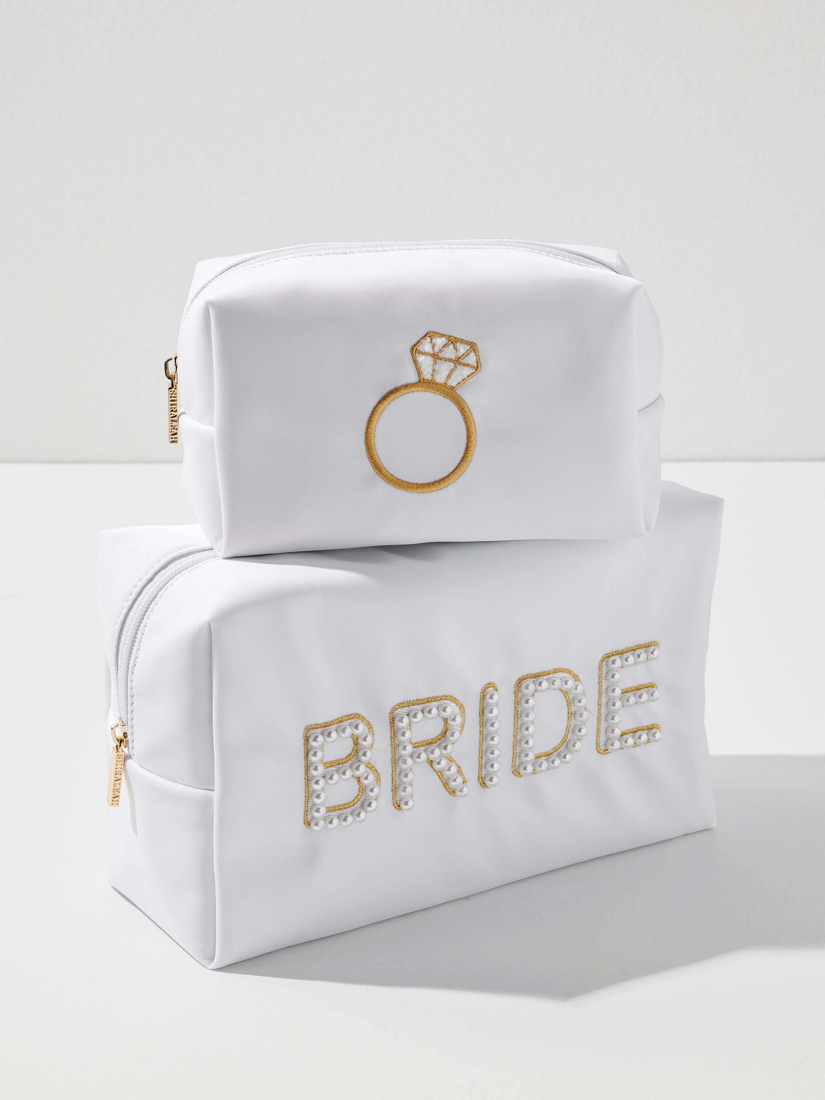 Shiraleah - Wholesale Pouch - Women's - PEARL "BRIDE" LARGE ZIP POUCH, WHITE1