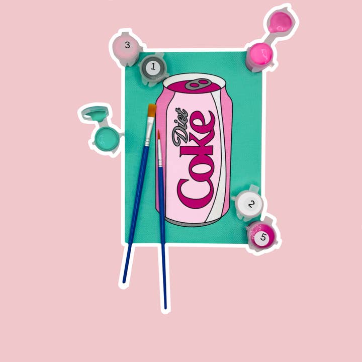 Pink Diet Coke - Mini Paint by Number Kit (5x7) for wholesale by Colorful Creators